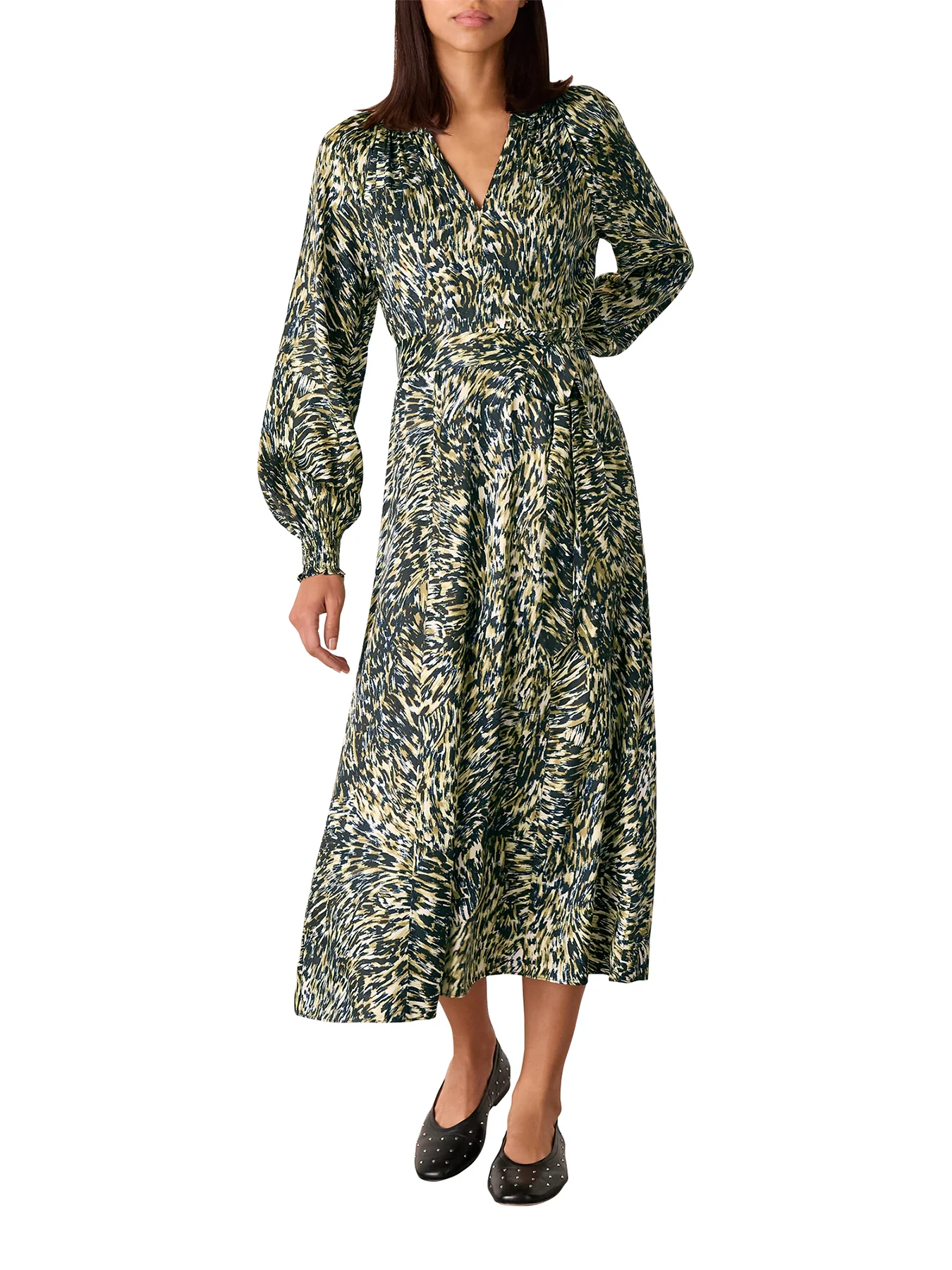 Khaki/Multi Leopard Swirl Midi Dress - Image 6