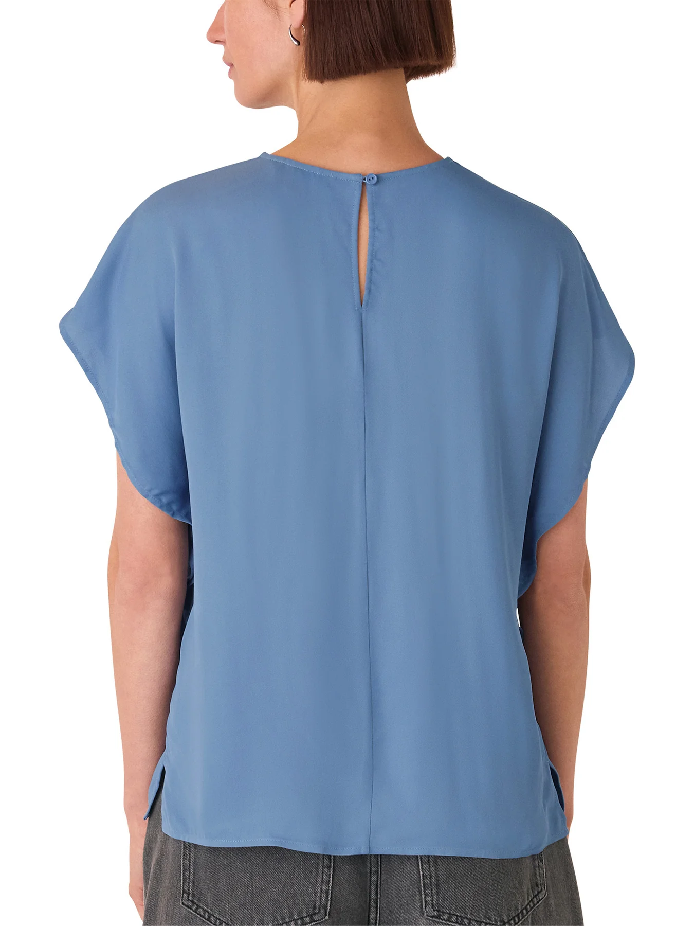 Short Sleeve Crepe Shell Top Blue - Image 3