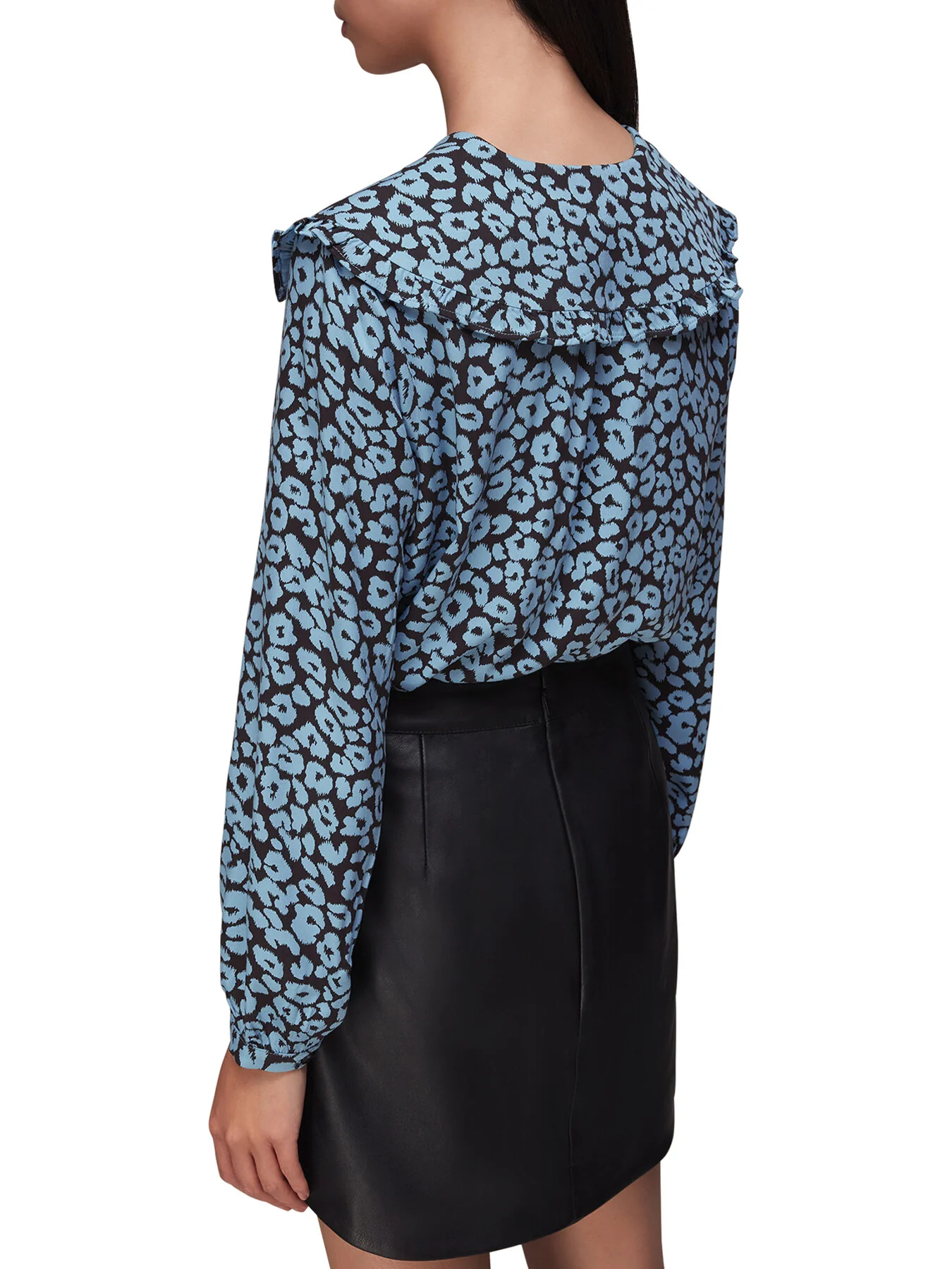 Fuzzy Leopard Collar Top - Image 3