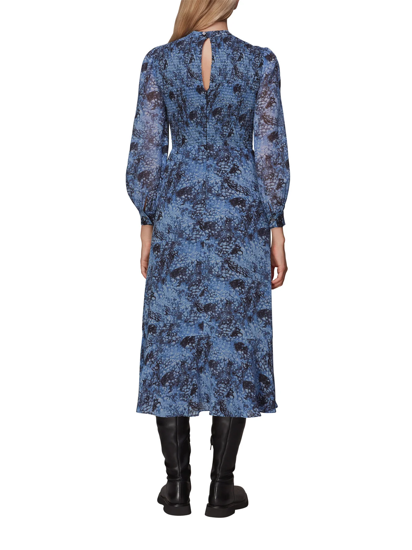 Snow Flurry Shirred Midi Dress - Image 3