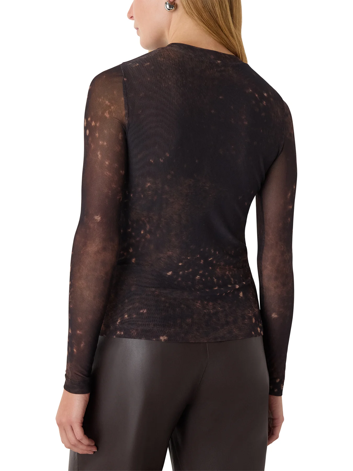 Spotted Animal Mesh Top Brown - Image 3