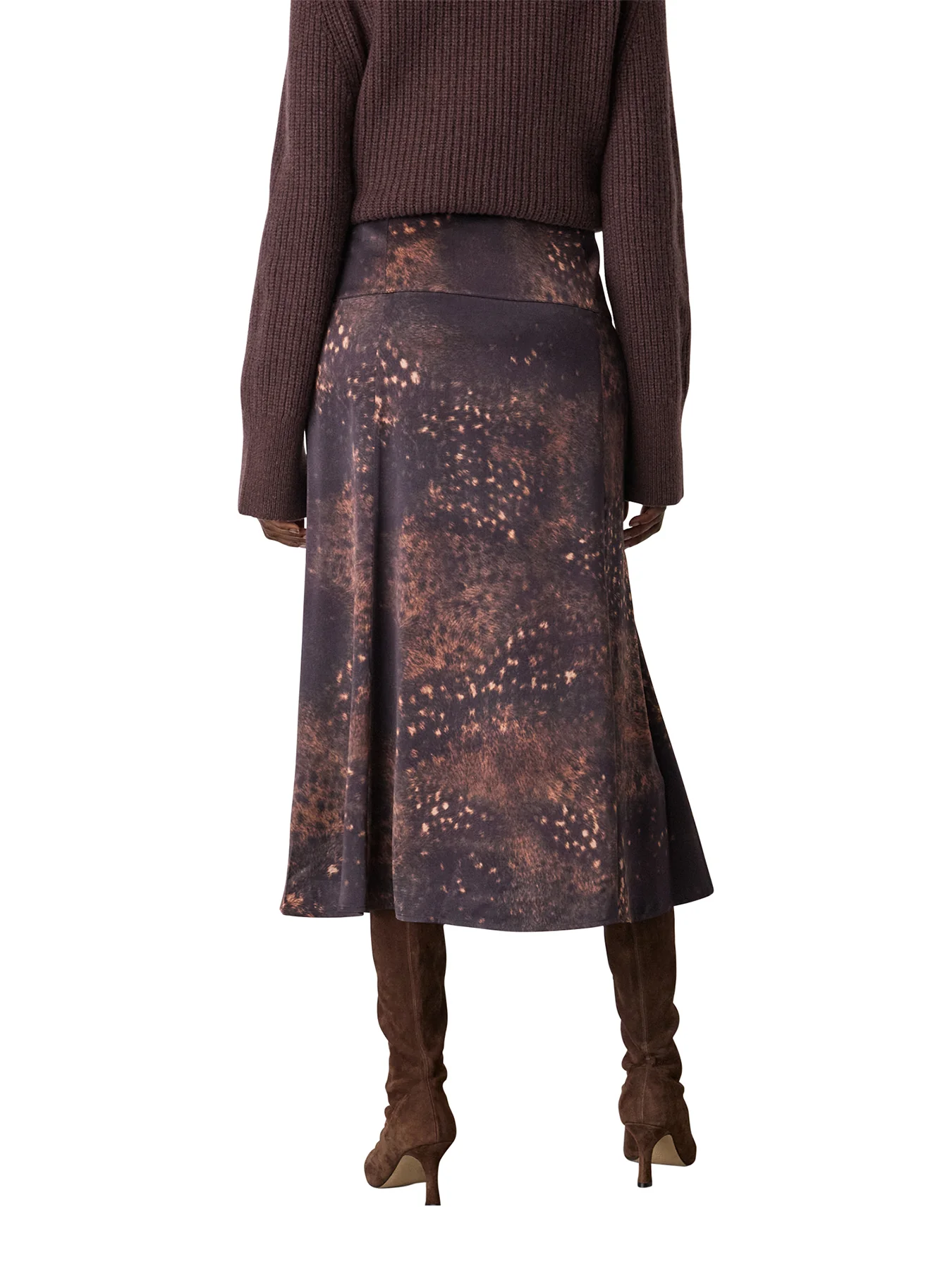 Spotted Animal Midi Skirt Brown - Image 3