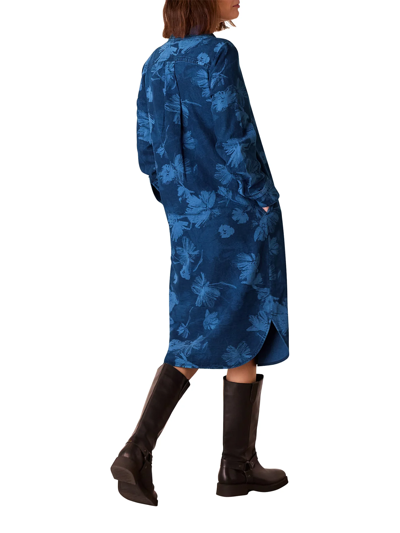 Denim Chalk Print Denim Shirt Dress - Image 7