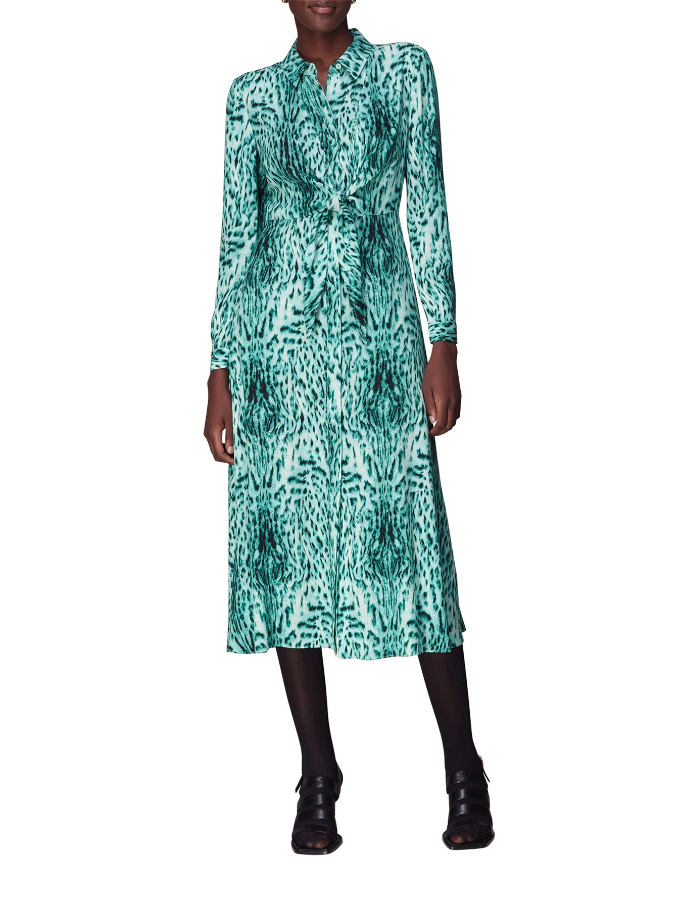 Brushed Leopard Tie Midi Dress - Image 2