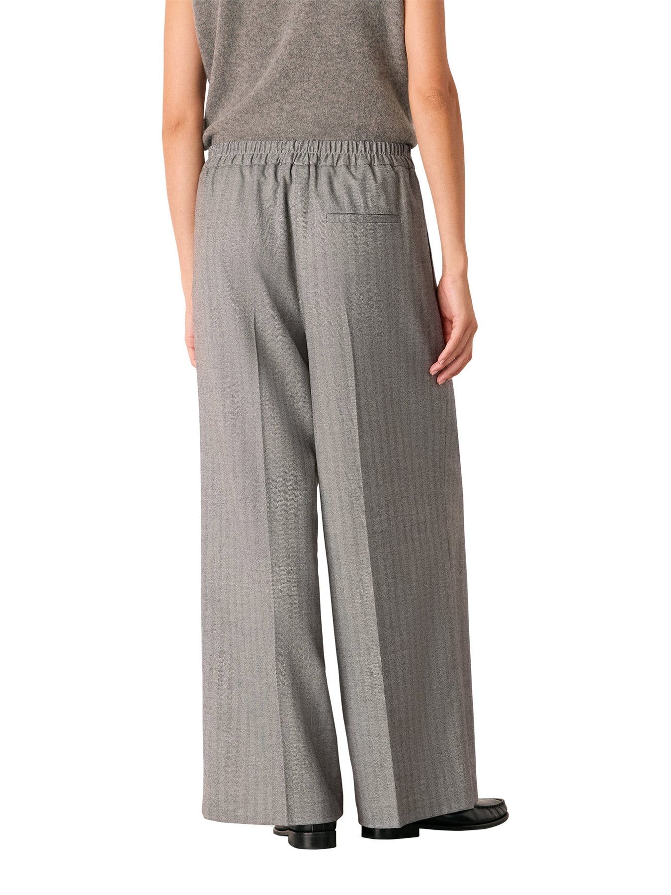 Herringbone Wide Leg Trouser Grey - Image 3
