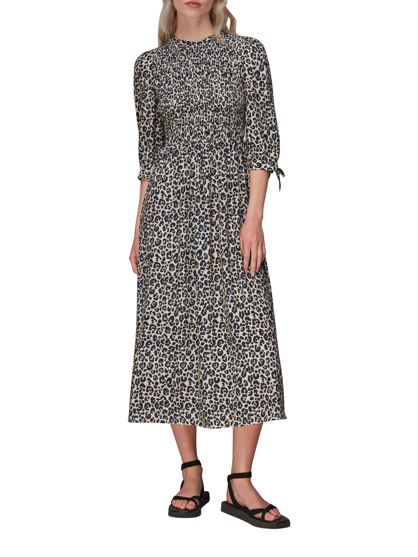 Cheetah Print Shirred Dress - Image 2