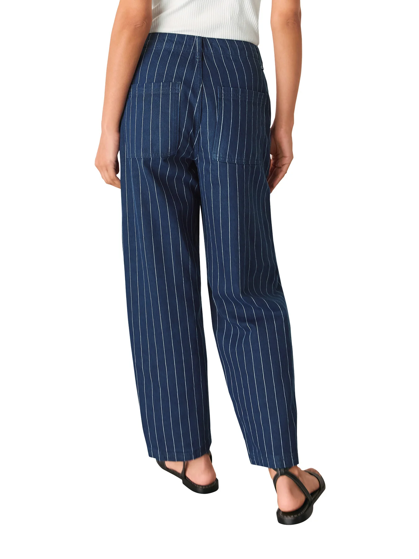 Pinstripe Barrel Leg Jeans Navy - Image 3