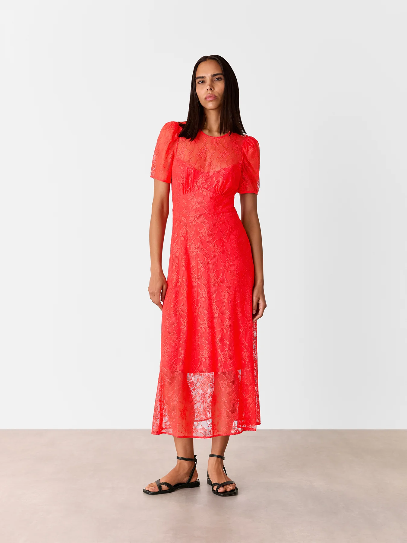 Coral Fay Lace Midi Dress - Image 2