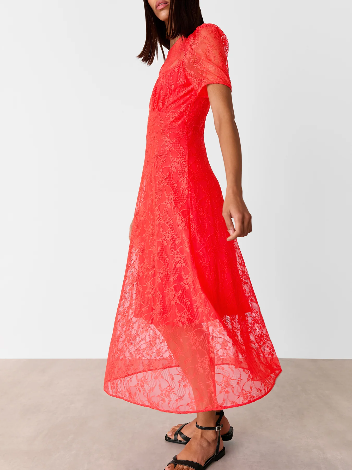 Coral Fay Lace Midi Dress - Image 4