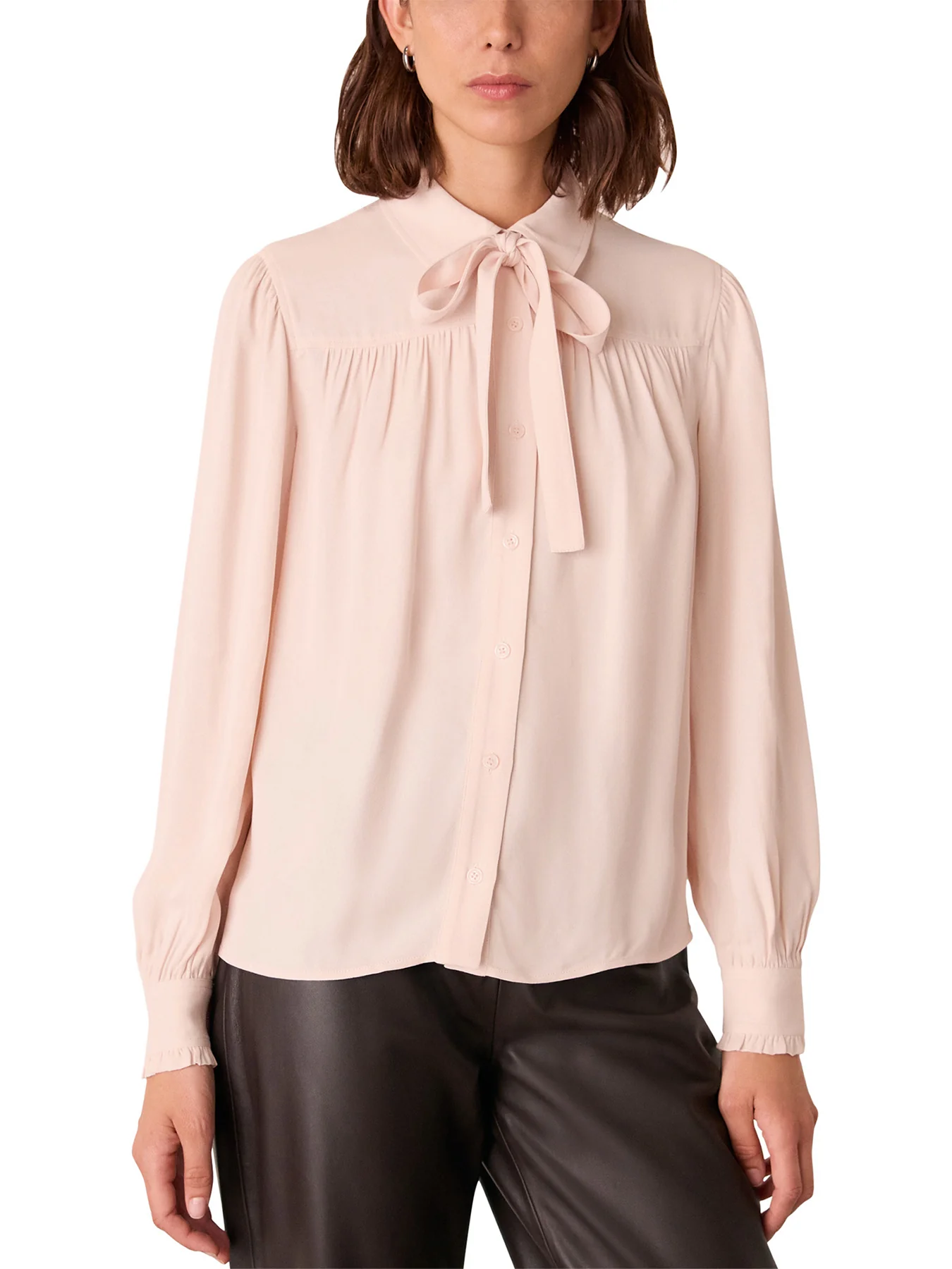 Tie Detail Crepe Blouse Pink - Image 2