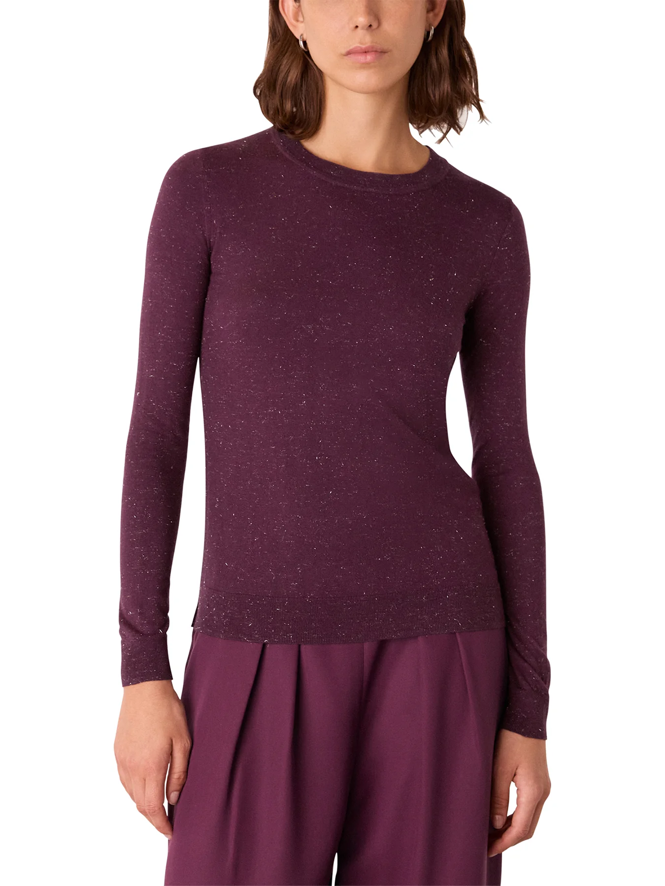 Sparkle Crew Neck Jumper Burgundy - Image 2