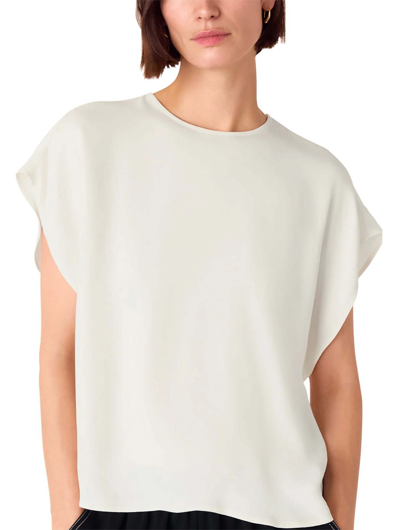 Short Sleeve Crepe Shell Top White - Image 4