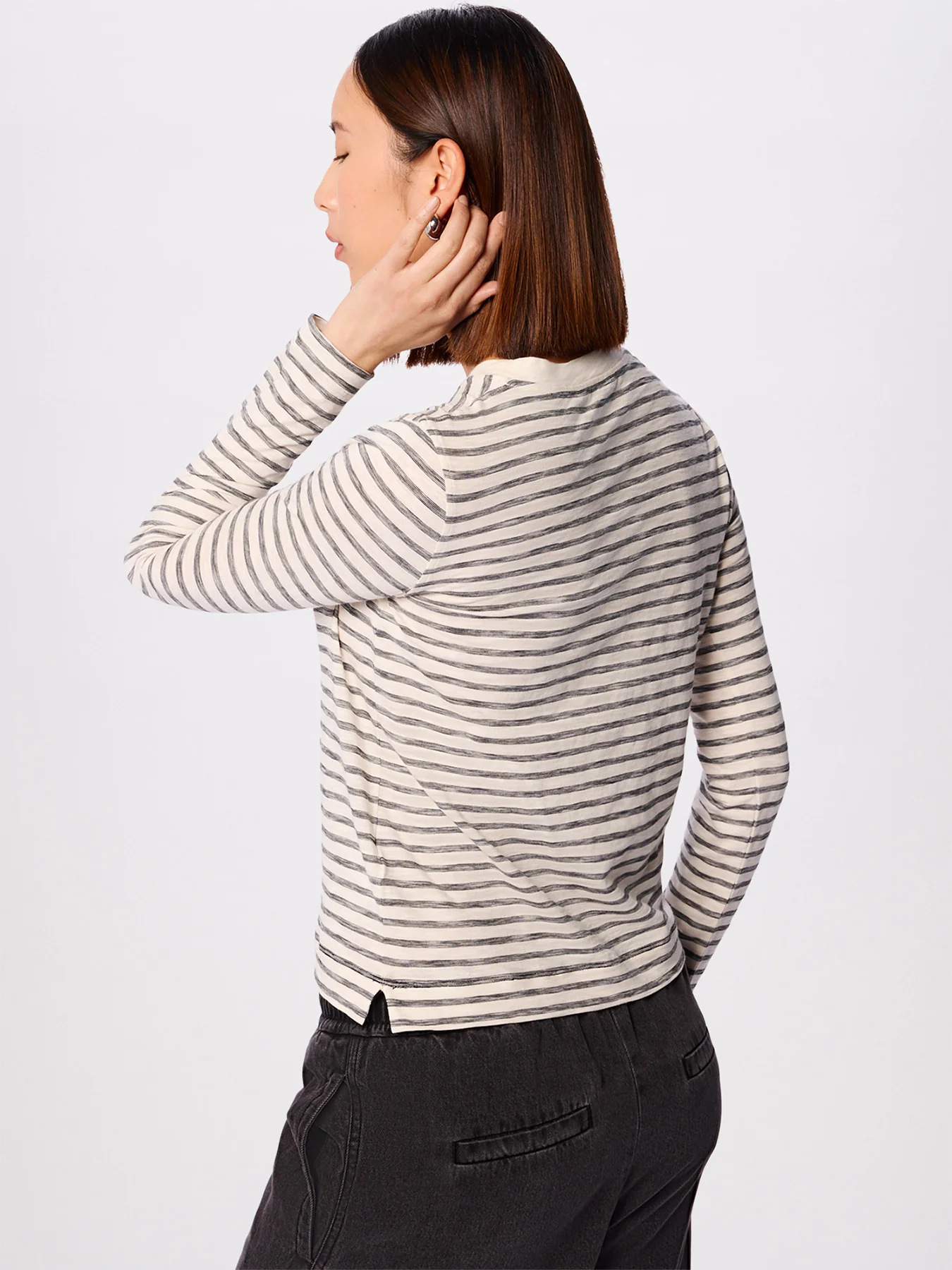 Stripe Cotton Jersey Top White - Image 3