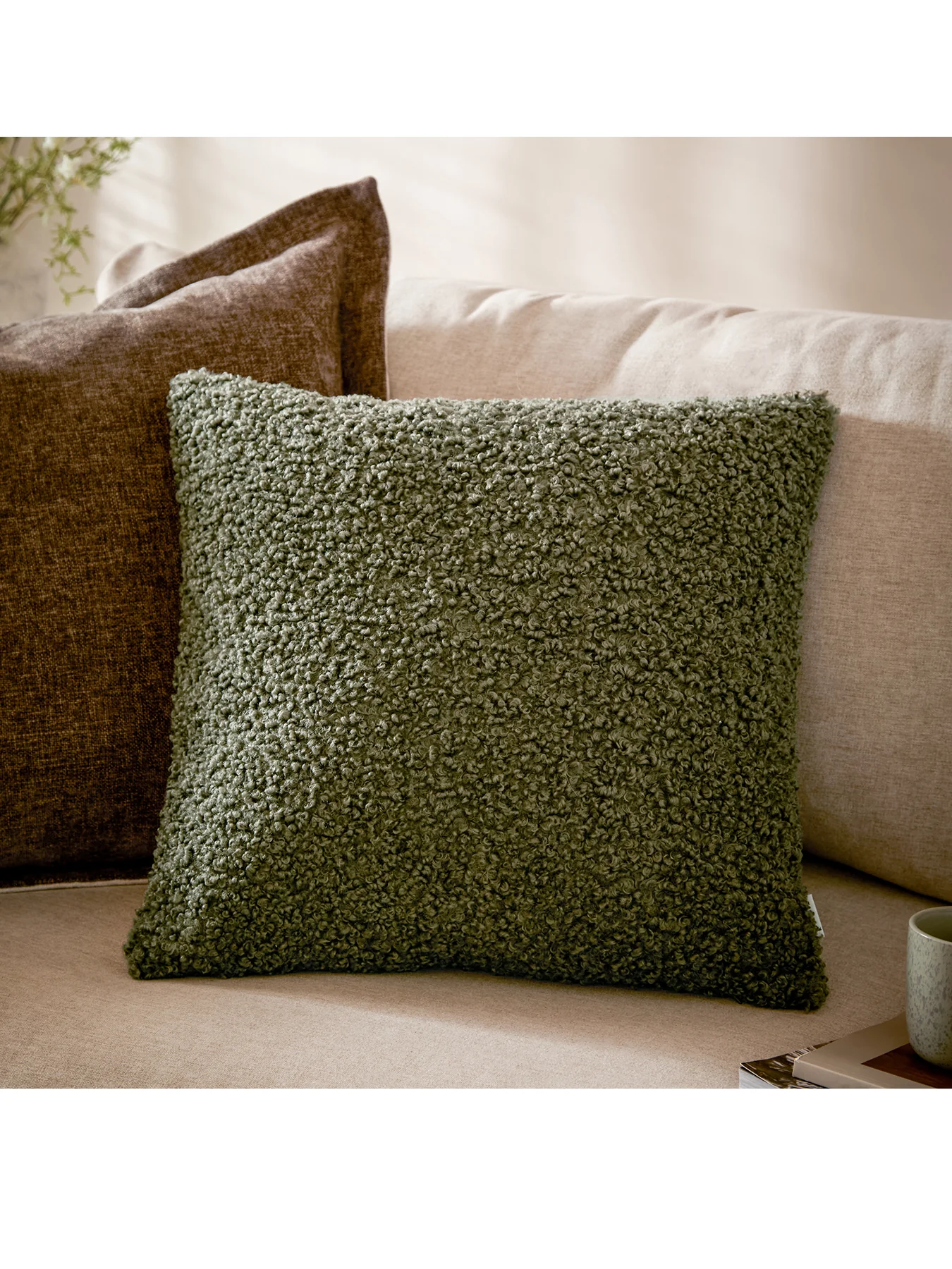 Cabu Feather Cushion Khaki - Image 2