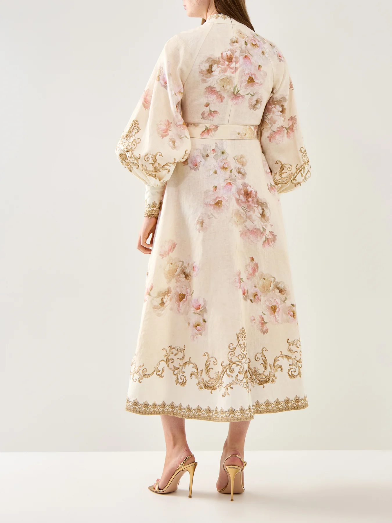 Hypnotic Buttoned Midi Dress Cream Peony - Image 5
